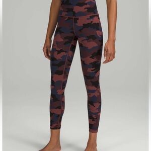 Lululemon Wonder Trail Mauve Camo Print High Rise Leggings size small